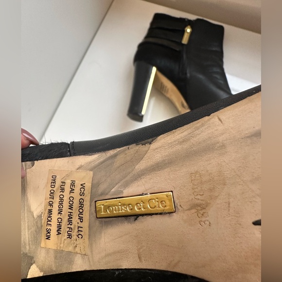 Louise et Cie - Black leather and Fur high heels boots- size 38.5 EU= 8US - Picture 4 of 4